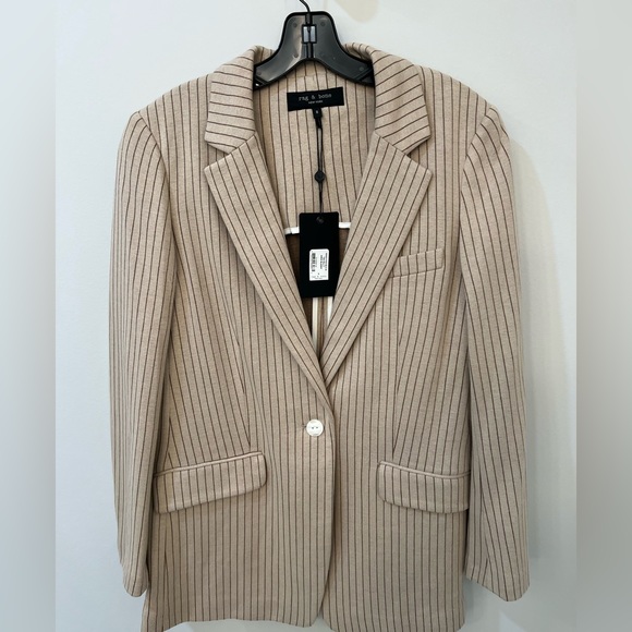 Rag & Bone Ames Blazer Tan Pinstripe Size 8 - Picture 3 of 13
